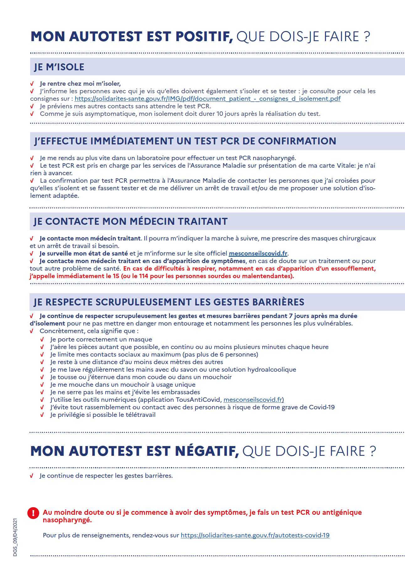 Despistage en Charente-Maritime - Nouveau : l'autotest - Gestion